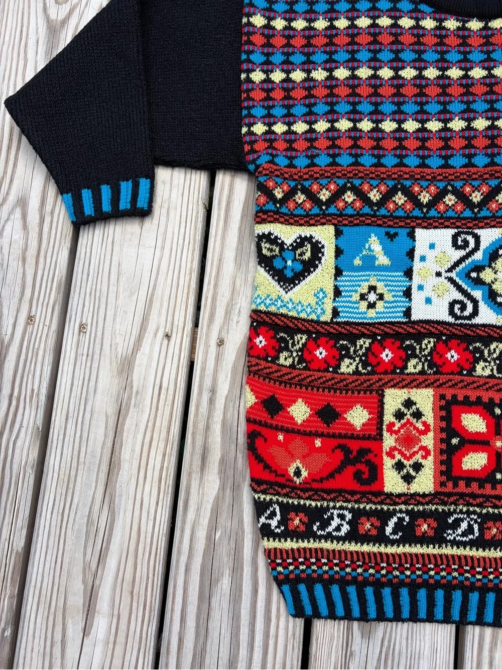 Choice Vintage Multicolor Geometric Knit Sweater Made in England  Size M Acrylic